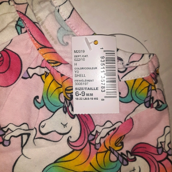NWT The Children's Place infant Girls Rainbow Pink Unicorn Long Sleeve Top☆6-9mo - Picture 2 of 8